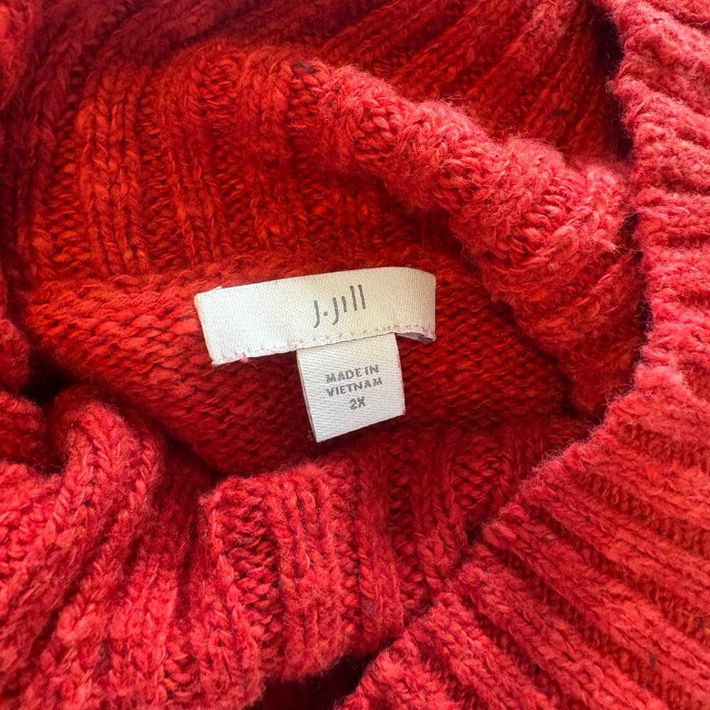 J. Jill Women's Vibrant Orange-Red Cowl Neck Sweater